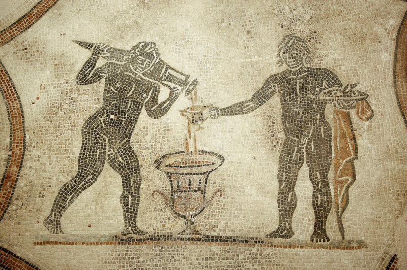 Mosaici Spello mescita vino