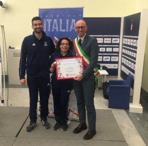 Veronica Rossi, il Sindaco Presciutti e il direttore Special Olympics Umbria Fabio Casali