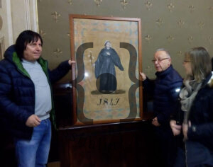 La tela donata nel 2016 da Marilena Brunetti al Comune di Monticiano