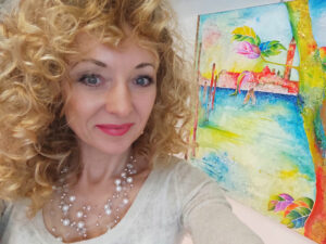 Magdalena-con-il-quadro-esposto-a-Venezia